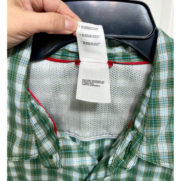 The North Face Mens Green Plaid Short Sleeve Button-Up Shirt With Chest Pocket - Picture 9 of 11